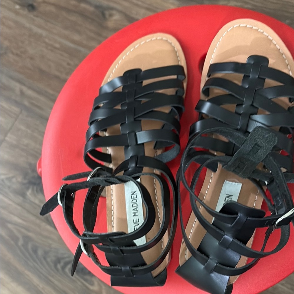 Steve Madden Black Woven Sandals